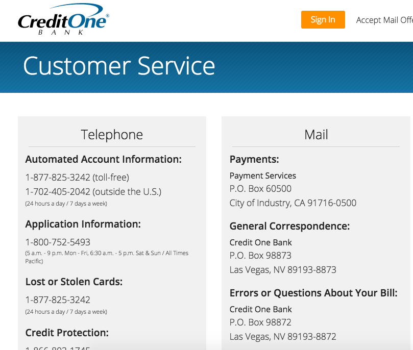 Credit One Bank Credit Card